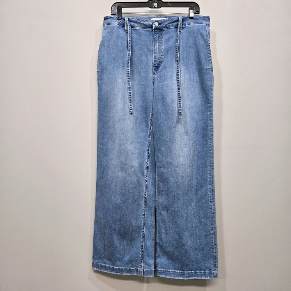 Vervet By Flying Monkey Jeans 32 Wide Leg Light Wash High Rise Pleated Stretch